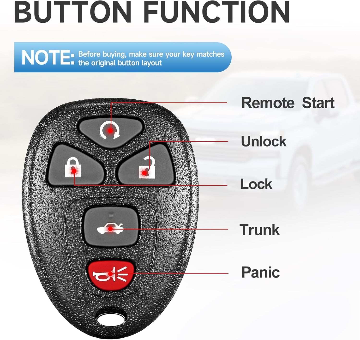 Key Fob Replacement Fits for Impala 2006 2007 2008 2009 2010 2011 Size: 1-Pack