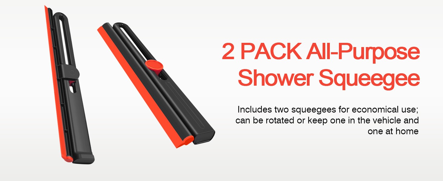 Shower Squeegee for Glass Doors with 2 Pack Multi-Purpose 360° Rotating Window