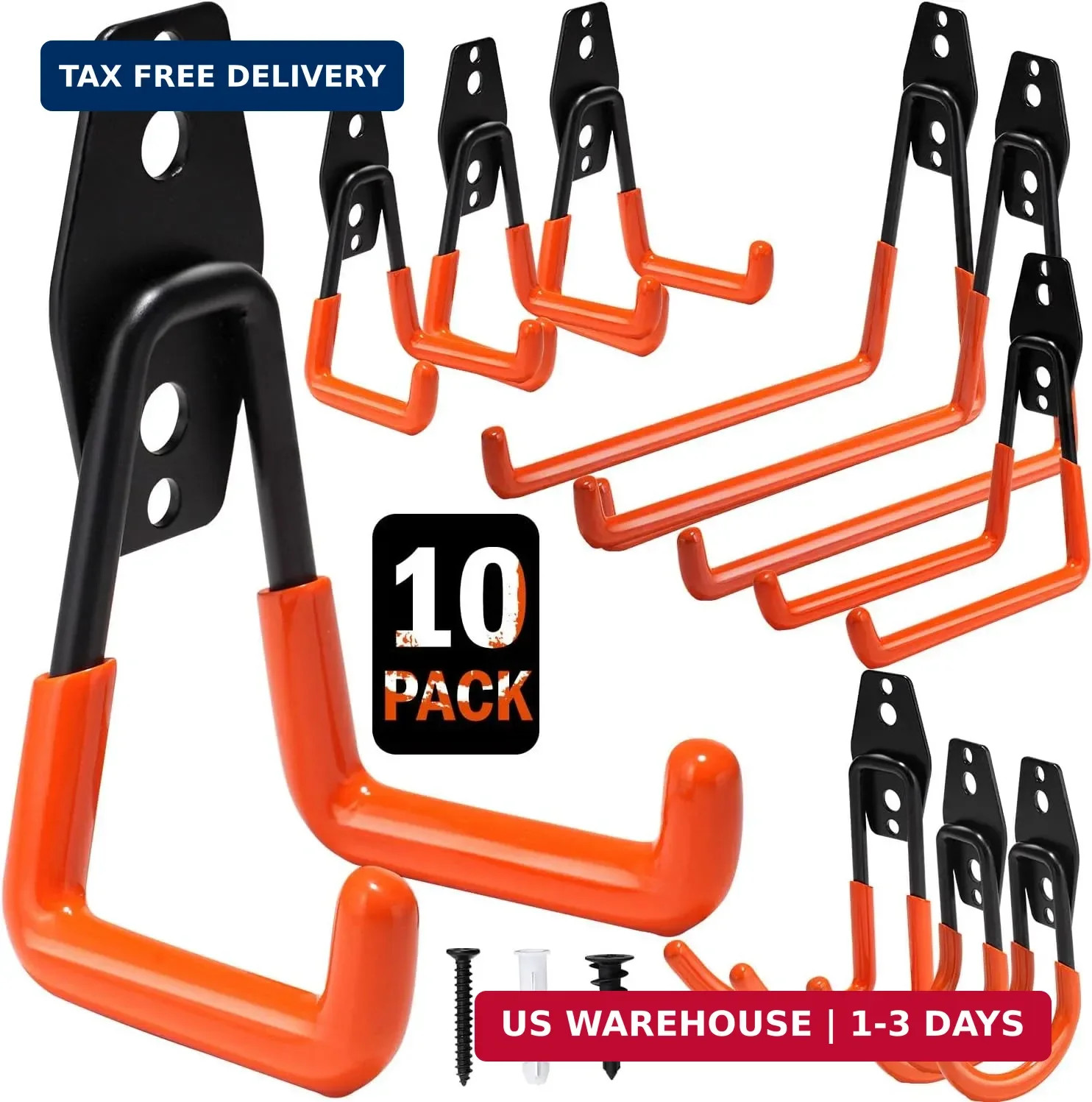 10 Pack Heavy Duty Garage Hooks Wall Mounted Steel Utility Storage Hooks for Too