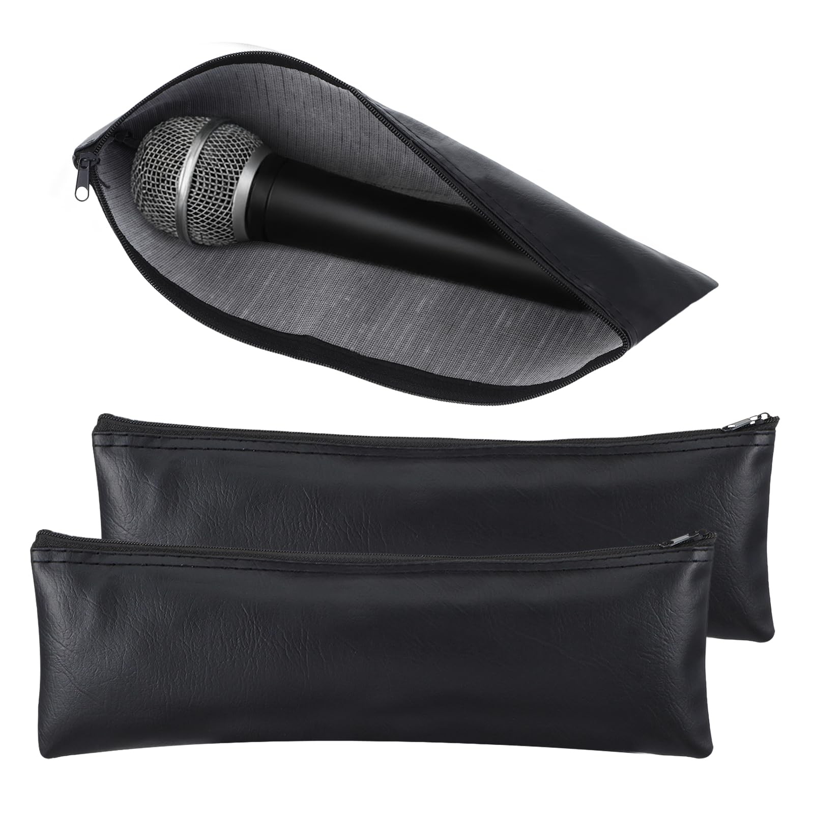 2 Pack Microphone Bags, Black Microphone Case for Wireless