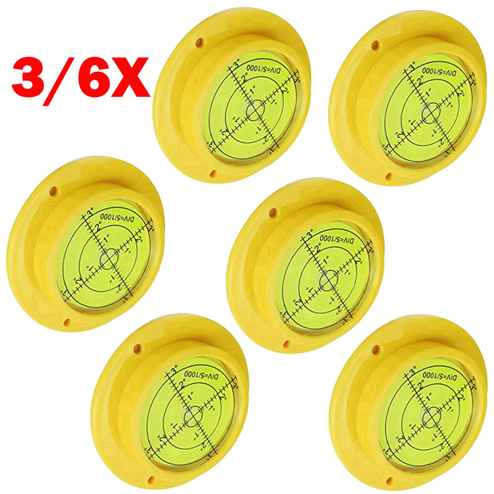 3/6x Round Bubble Level 90mmX17mm High Precision Circular Spirit Level Yellow