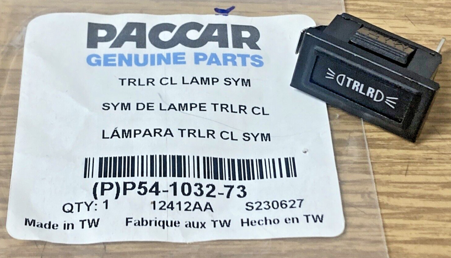 ~ NEW PACCAR KENWORTH "TRAILER CLEARANCE LAMP" DASH INDICATOR ID ~ P54-1032-73