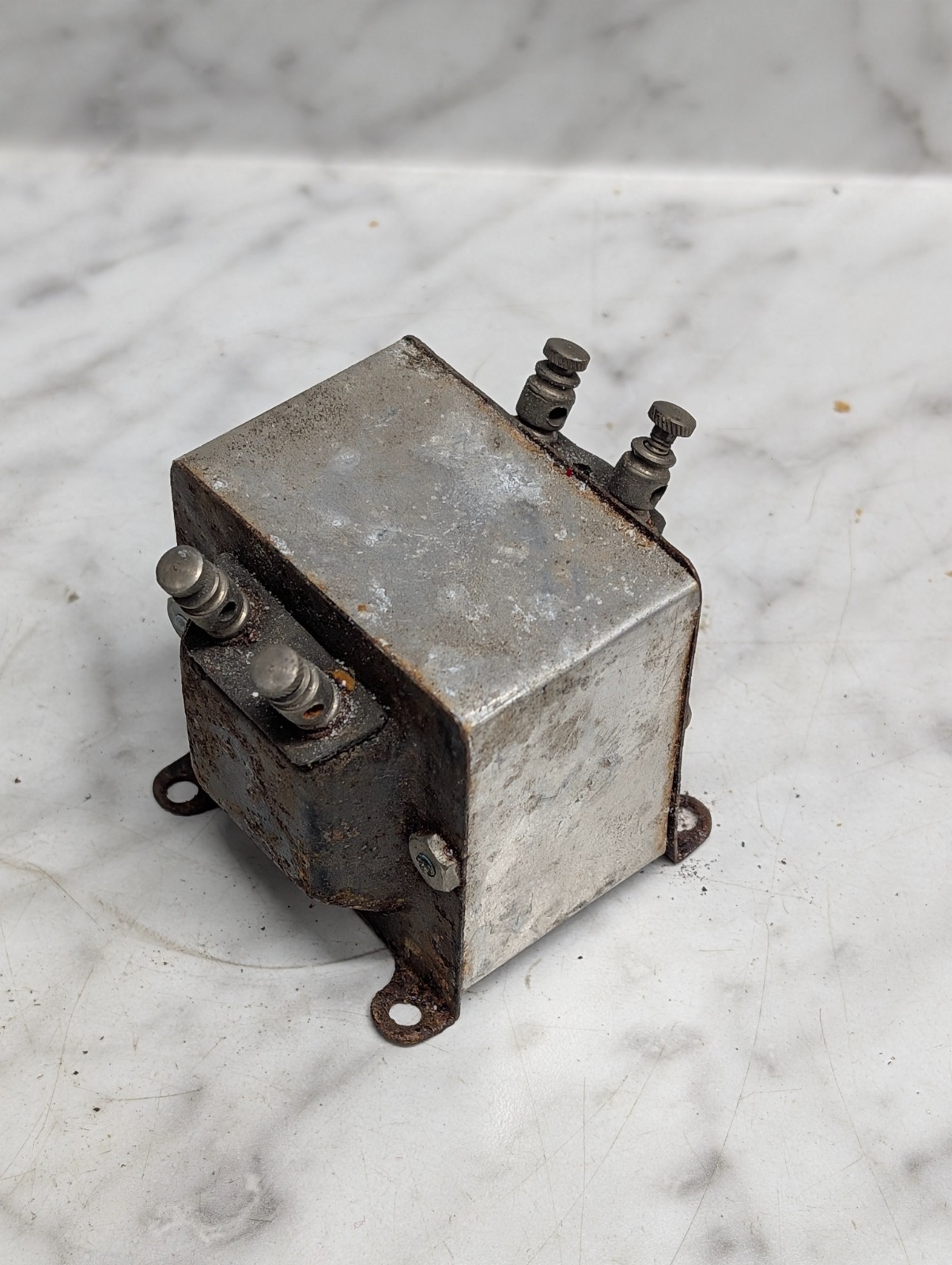 Vintage Metal Electrical Transformer Block w Screw Terminals Mounting Brackets