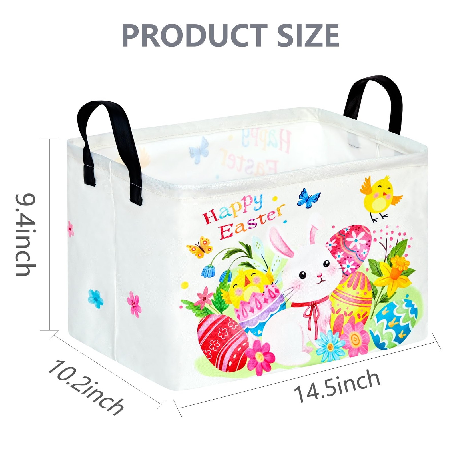 VAIVUSTO Easter Storage Basket Easter Bunny Storage Bin Collapsible Nursery H...
