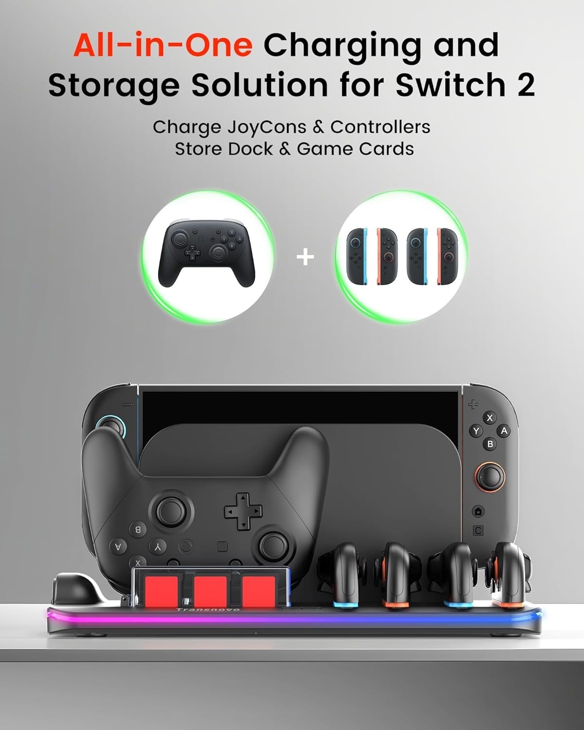 Joy Con Charging Dock for Switch 2 - Fast Charge & Cool Down