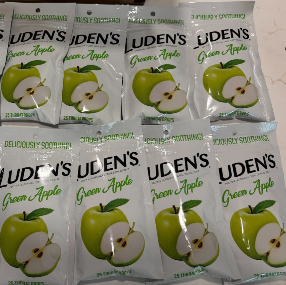 8 Bags Luden's Ludens Green Apple Flavor 25 Count- Exp 9/25 SEALED