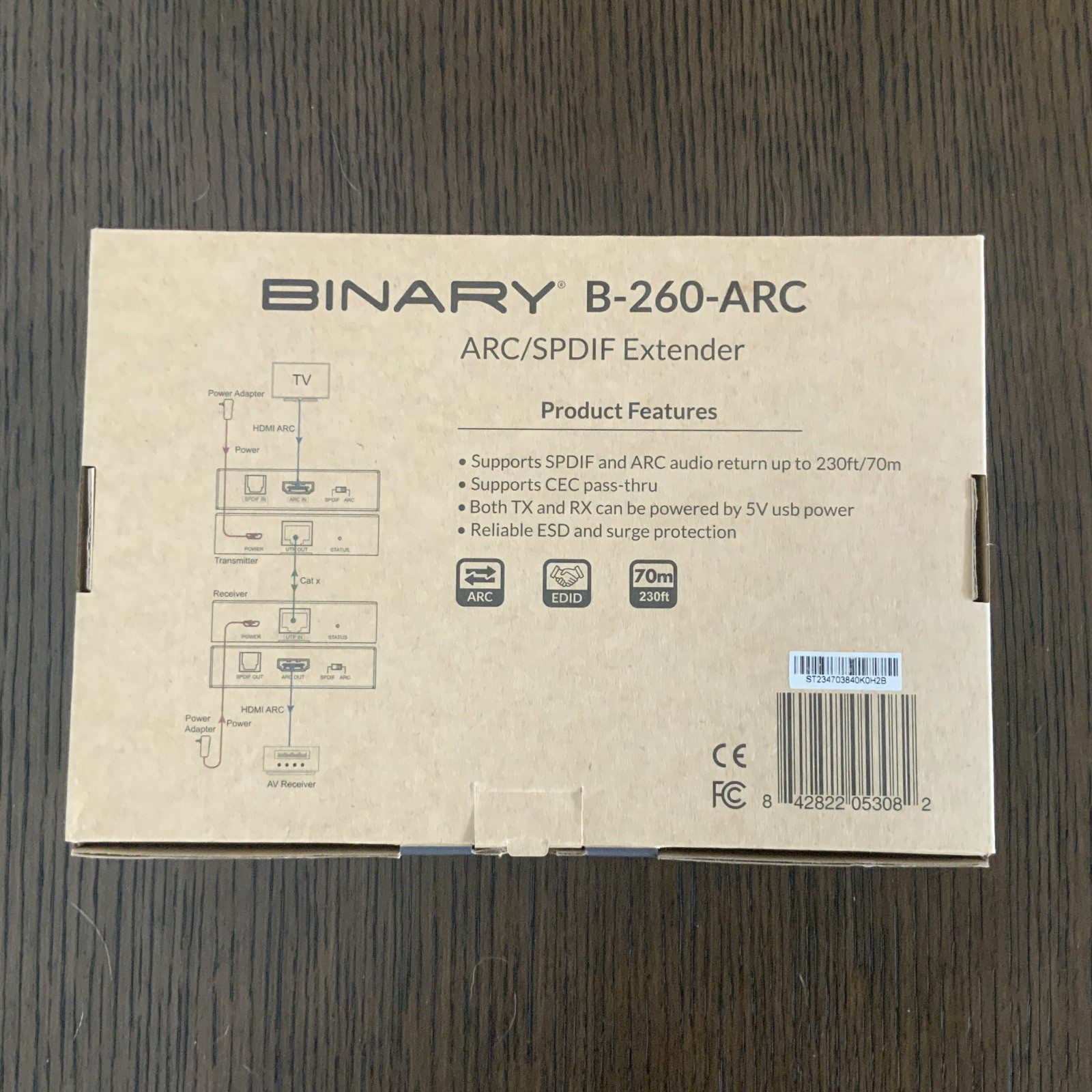 Binary B-260-ARC Audio Return Extender for HDMI ARC and S/PDIF Brand New