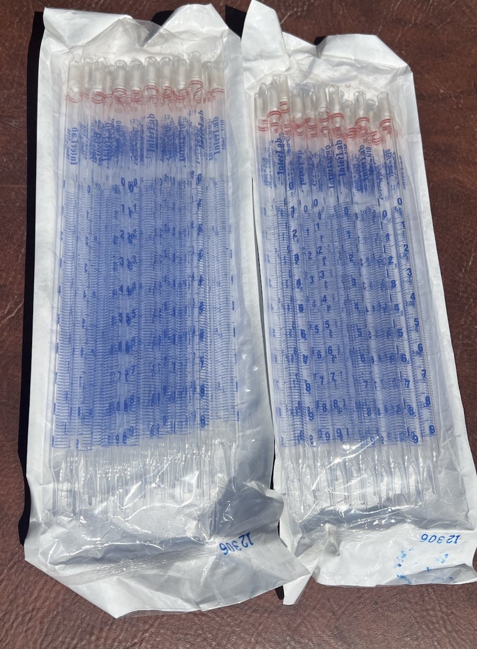 Lot Of 50 Interlab 10mL 1/100 Disposable Serological Pipettes