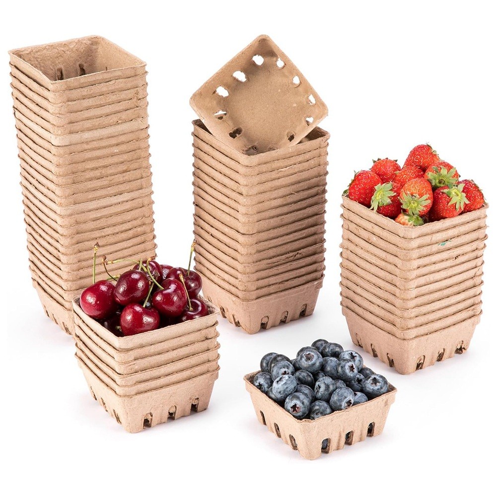 60 Pack Pulp Fiber Berry Basket, for Strawberry Blueberry Raspberry Grape9360