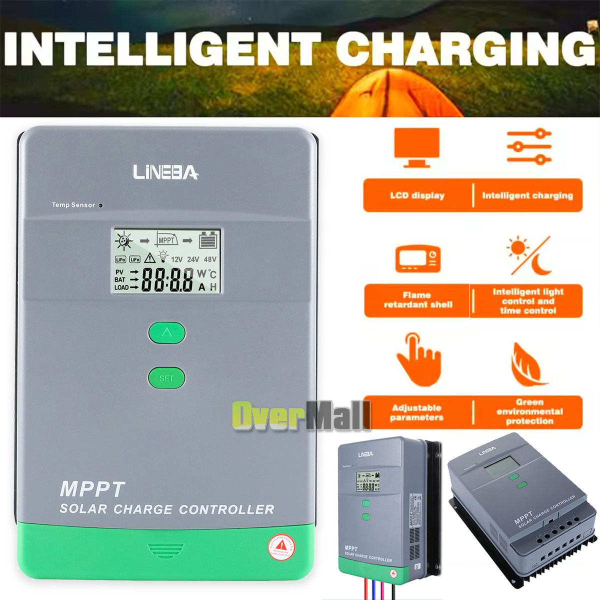 MPPT Solar Charge Controller Solar Panel Battery Regulator 12/24V Auto 100A LCD