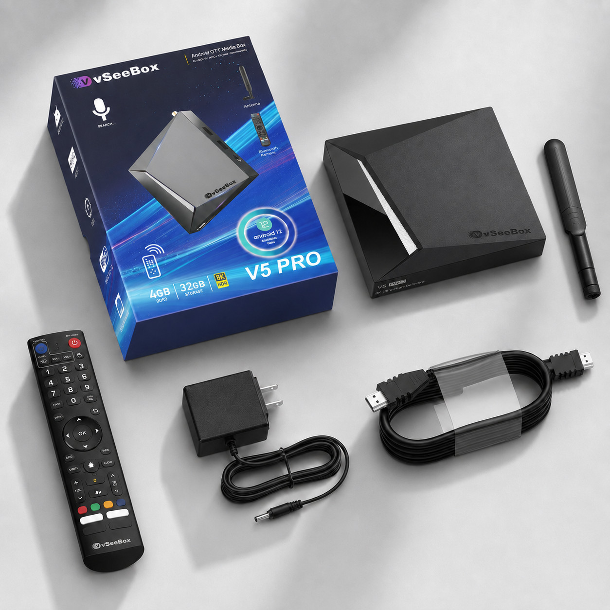 vSeeBox V5 Pro 2025 Media Player With WiFi 6 Bluetooth Voice Remote