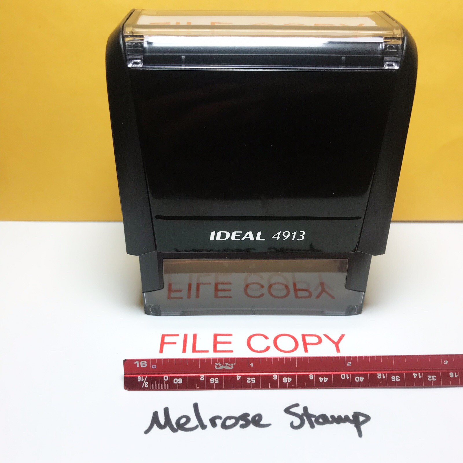 File Copy Rubber Stamp Red Ink Self Inking Ideal 4913
