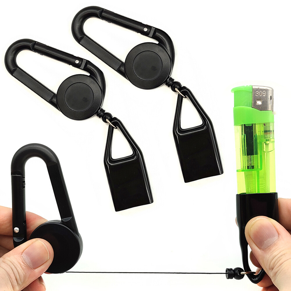 5Pcs Lighter Holder With Clip Retractable Mixed Color Plastic Lighter Leash Gift