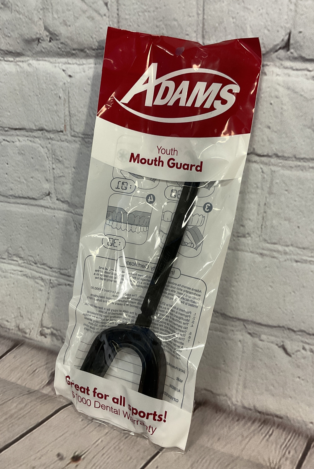 NEW Adams Youth Fit For All Sports Mouth Guard With Convertible Tether Black