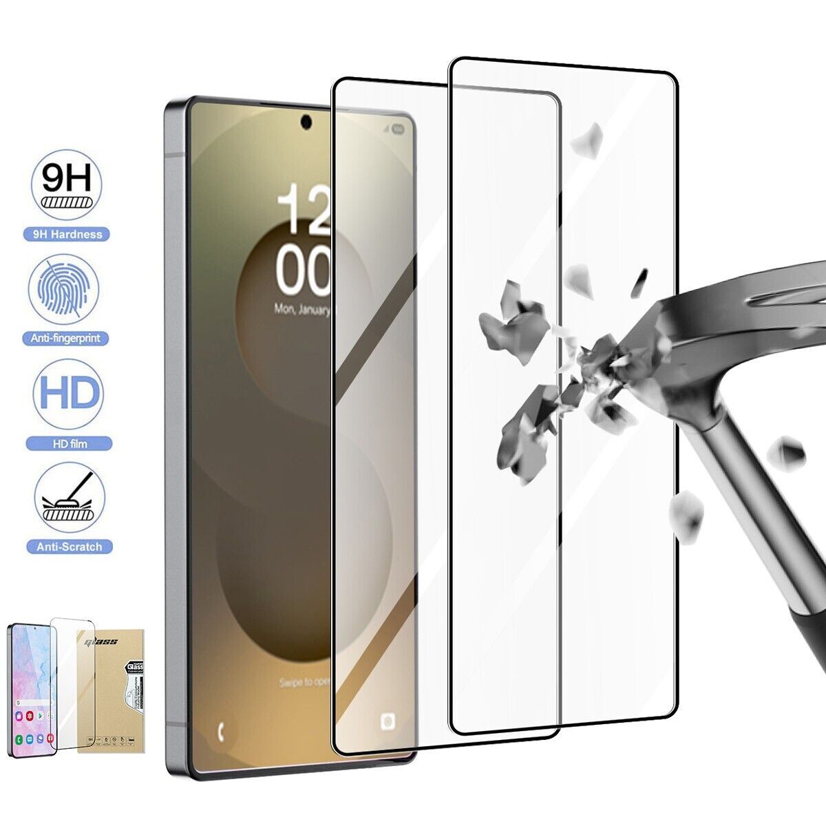 For Samsung Galaxy S26 Ultra/S26/S25 Tempered Glass Screen Protector Full Cover