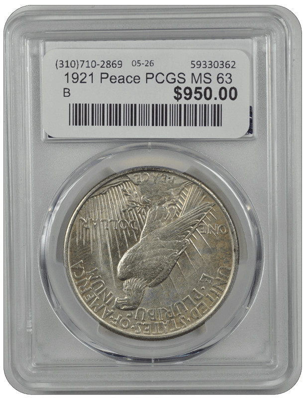 1921 Peace PCGS MS 63