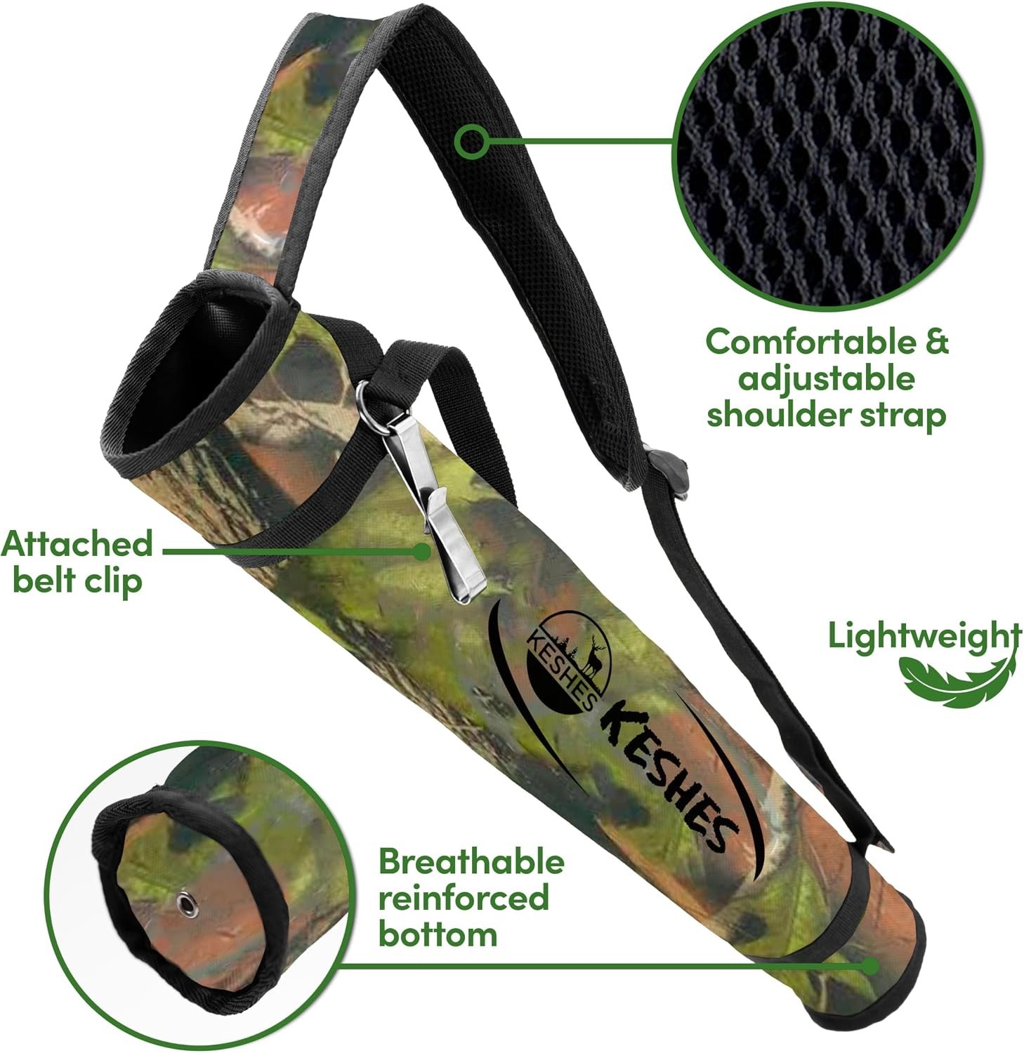 Adjustable Archery Arrow Quiver Holder - Camo Shoulder Strap