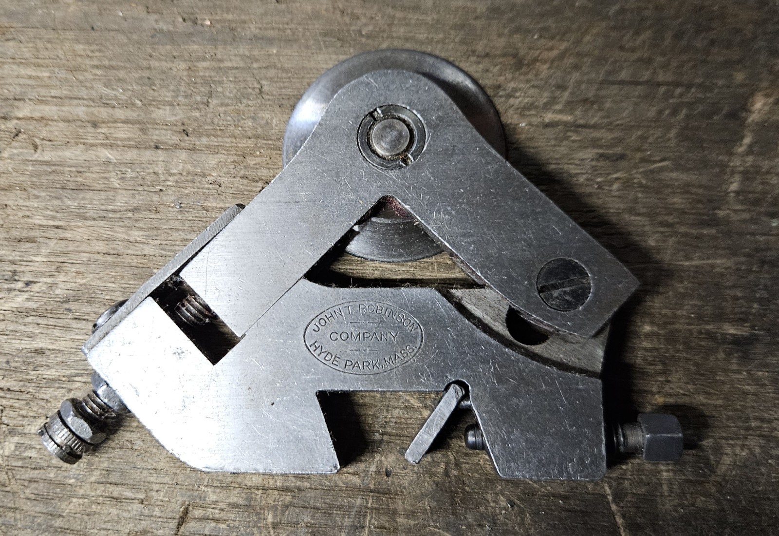 Vintage John T. Robinson Co. Hyde Park Mass. Steel Edge Scoring Creasing Clamp