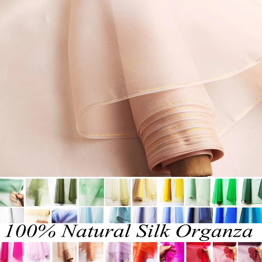 By Yard Stiff Transparent Silk Gauze 100 Natural Silk Organza Fabric Wedding Diy