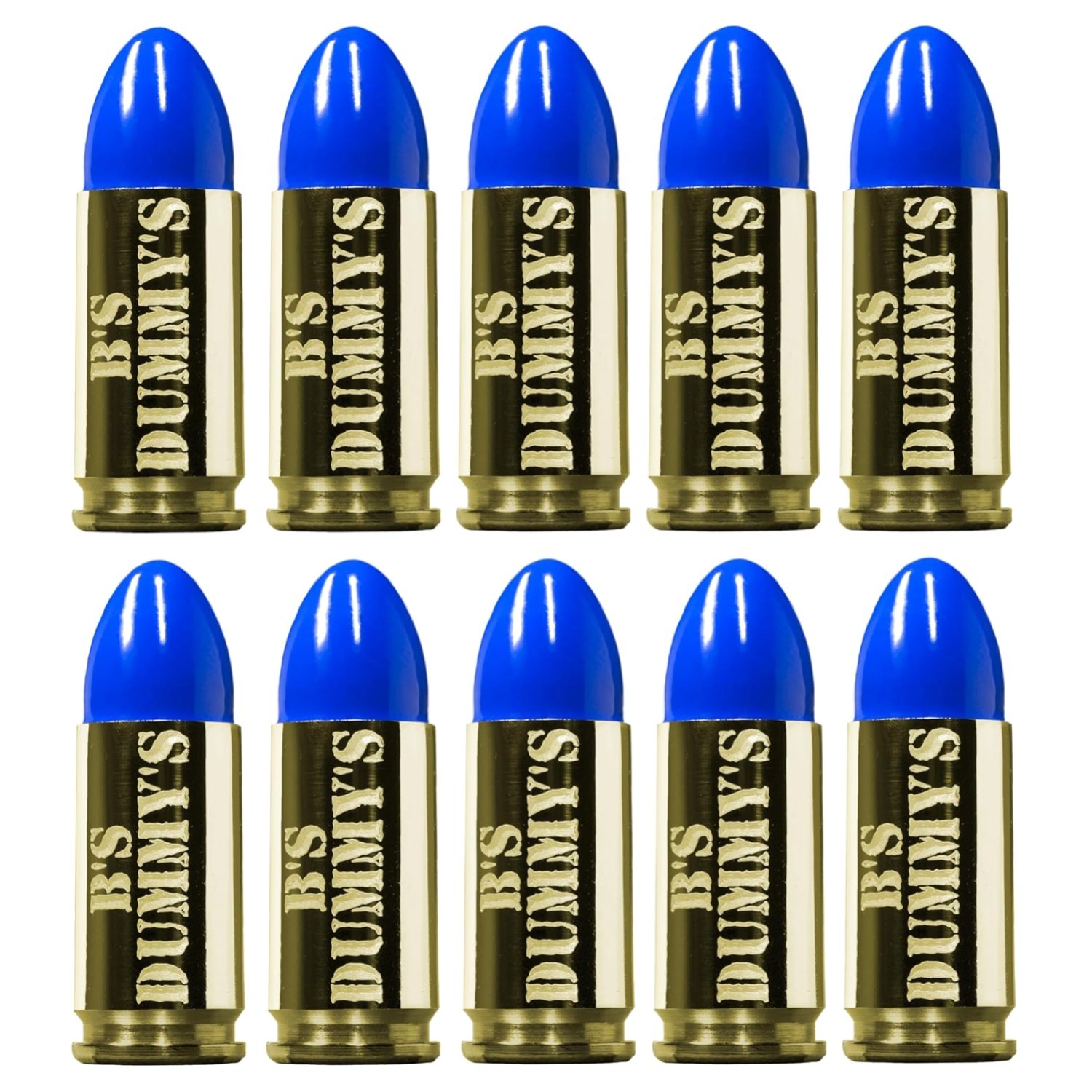 10 Blue Brass 9mm Luger Snap Caps - Perfect for Safe Firearm Practice
