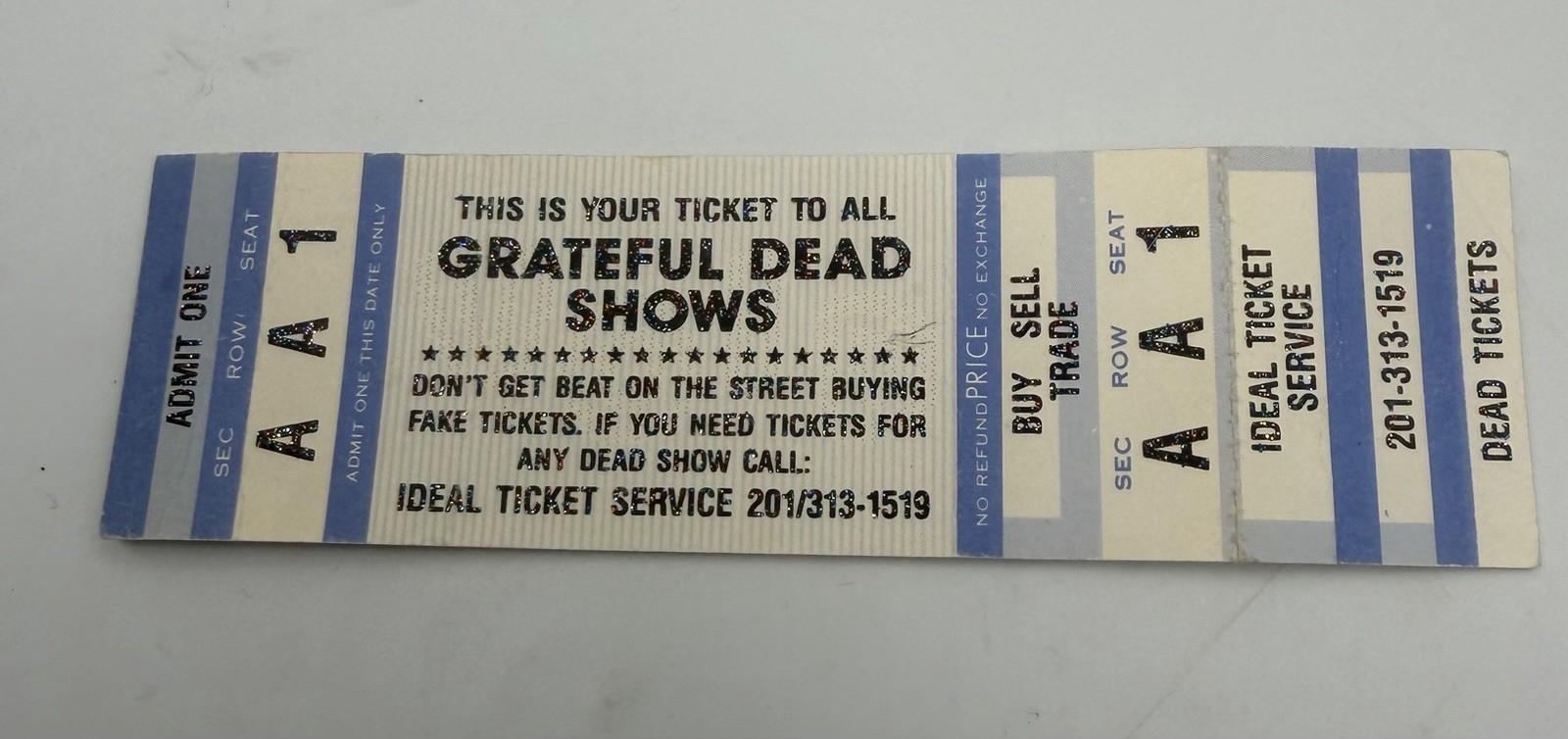 Vtg 1970s  GRATEFUL DEAD Shows Business Card for tickets