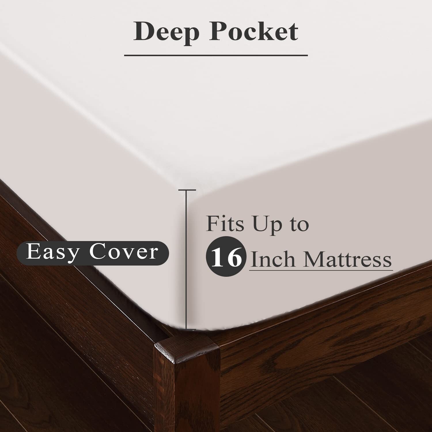2-Pack Pure Cotton Fitted Sheet King Size, 600 Thread Count 16" Deep Pocket E...