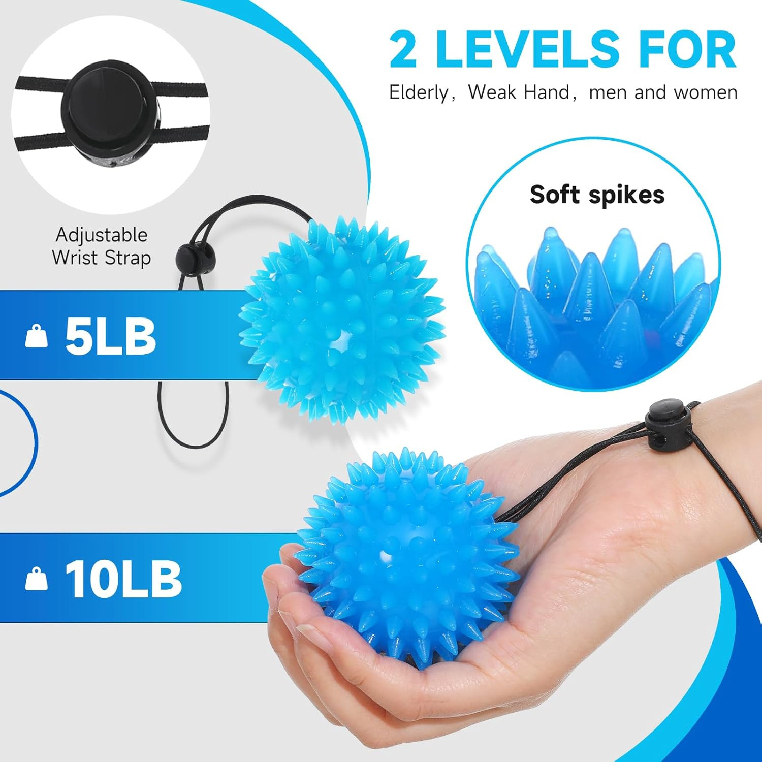Hand Therapy Balls Set for Grip Strength, Squeeze Exercise, Hand Recovery 2 Pack