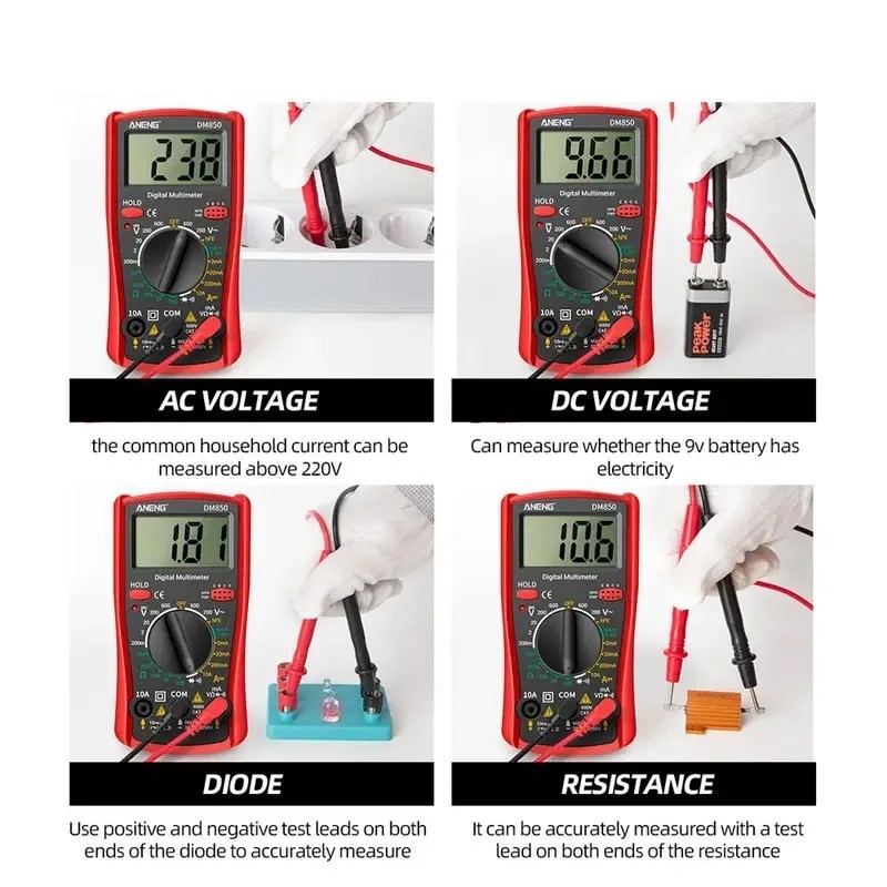Digital Multimeter Voltmeter DM850 AC DC Ammeter Ohmmeter Volt Meter Tester Ohm