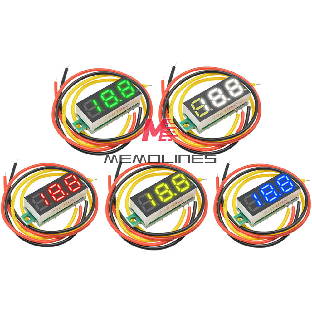 10 PCS Mini DC 0-100V 0.28" 3-Digital Voltmeter LED Voltage Panel Meter 3-Wires