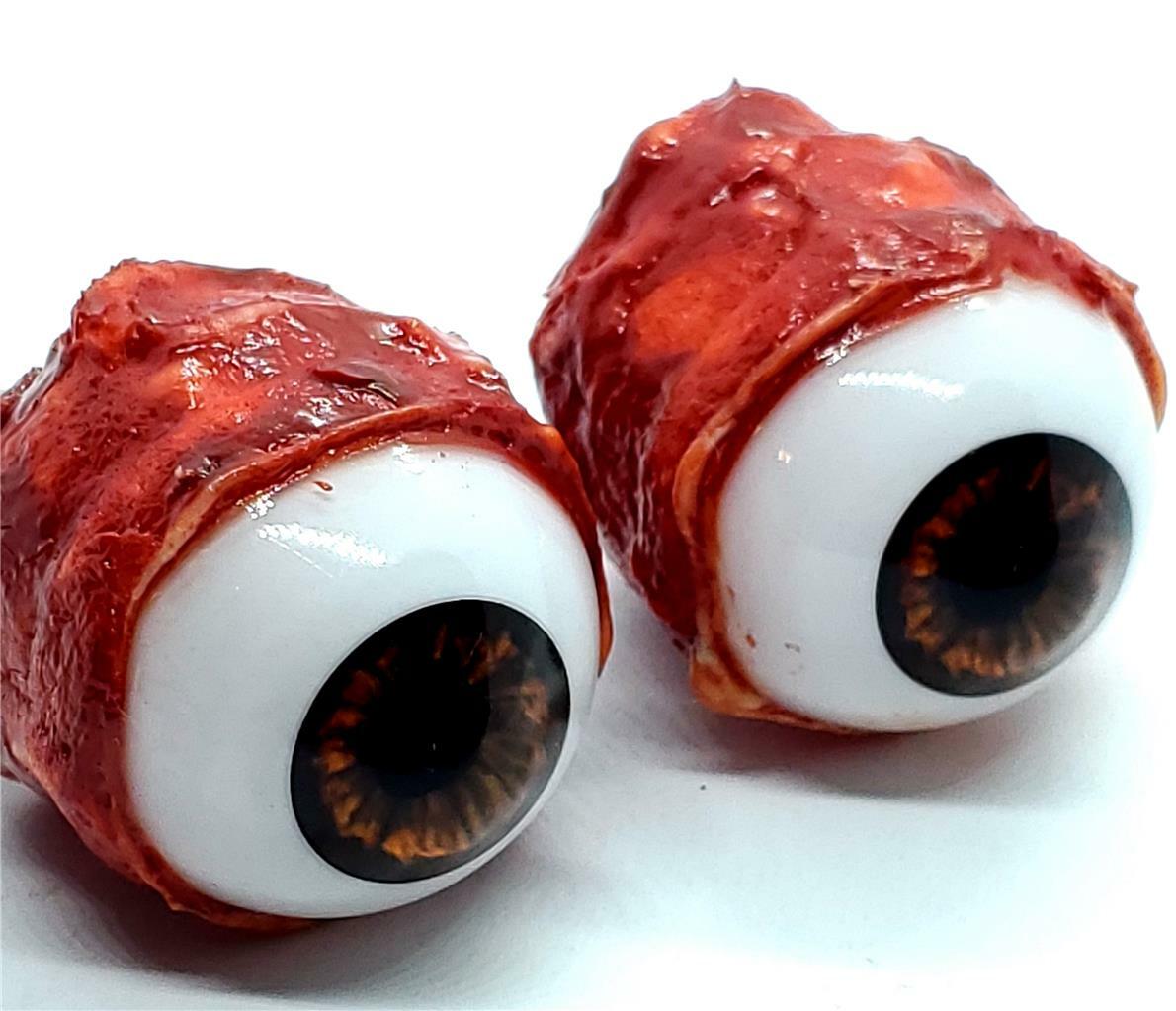HALLOWEEN HORROR Movie PROP EYEBALL Popper Pair for skulls, masks Chrystal Brown