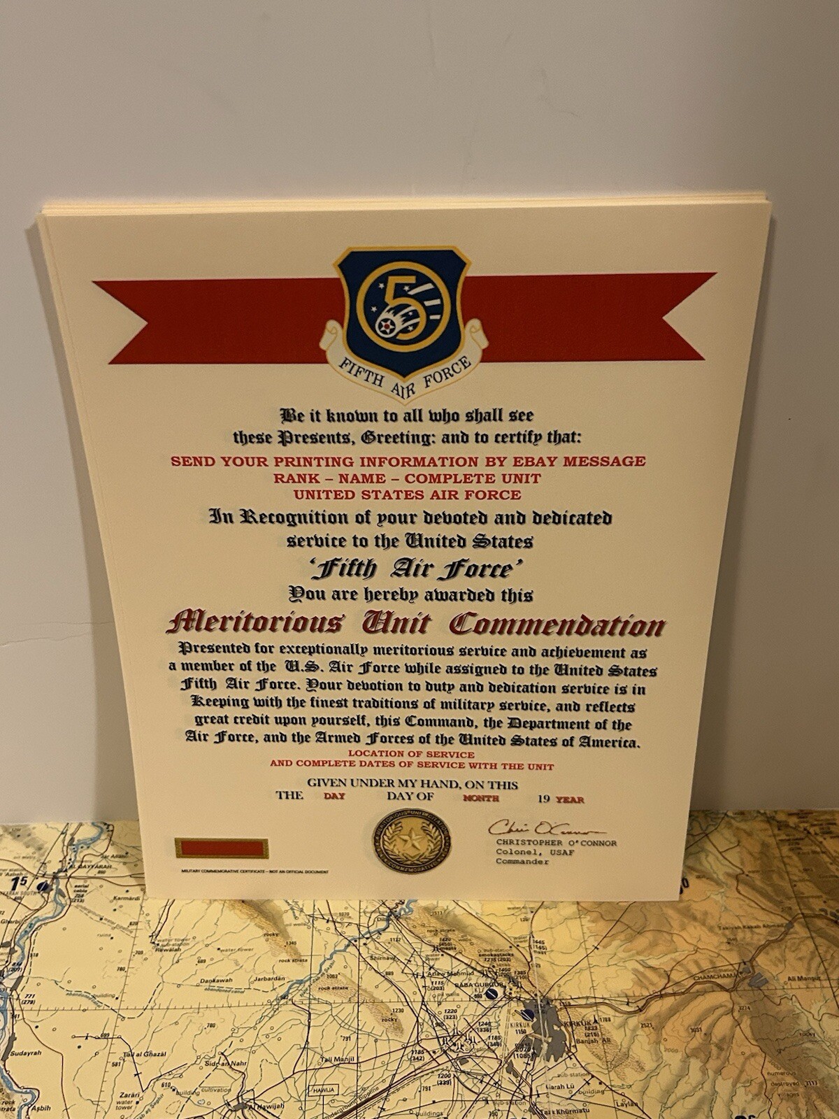 U.S. AIR FORCE / 5TH AIR FORCE - MERITORIOUS UNIT COMMENDATION CERTIFICATE