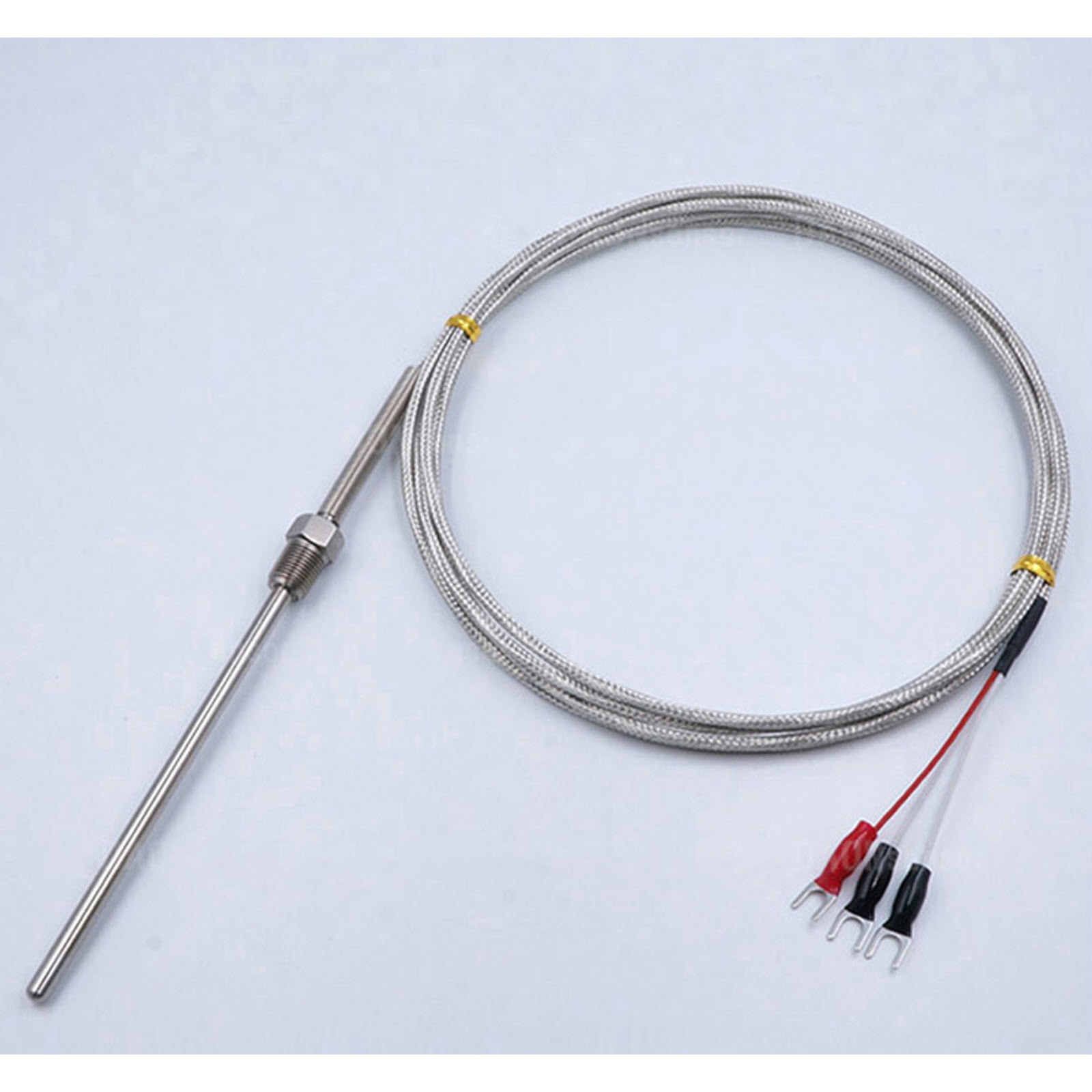 RTD PT100 ohm Probe Sensor L 50mm PT 1/8" Thread D 6.4Ø 2M(6.56ft) 3P lead Type