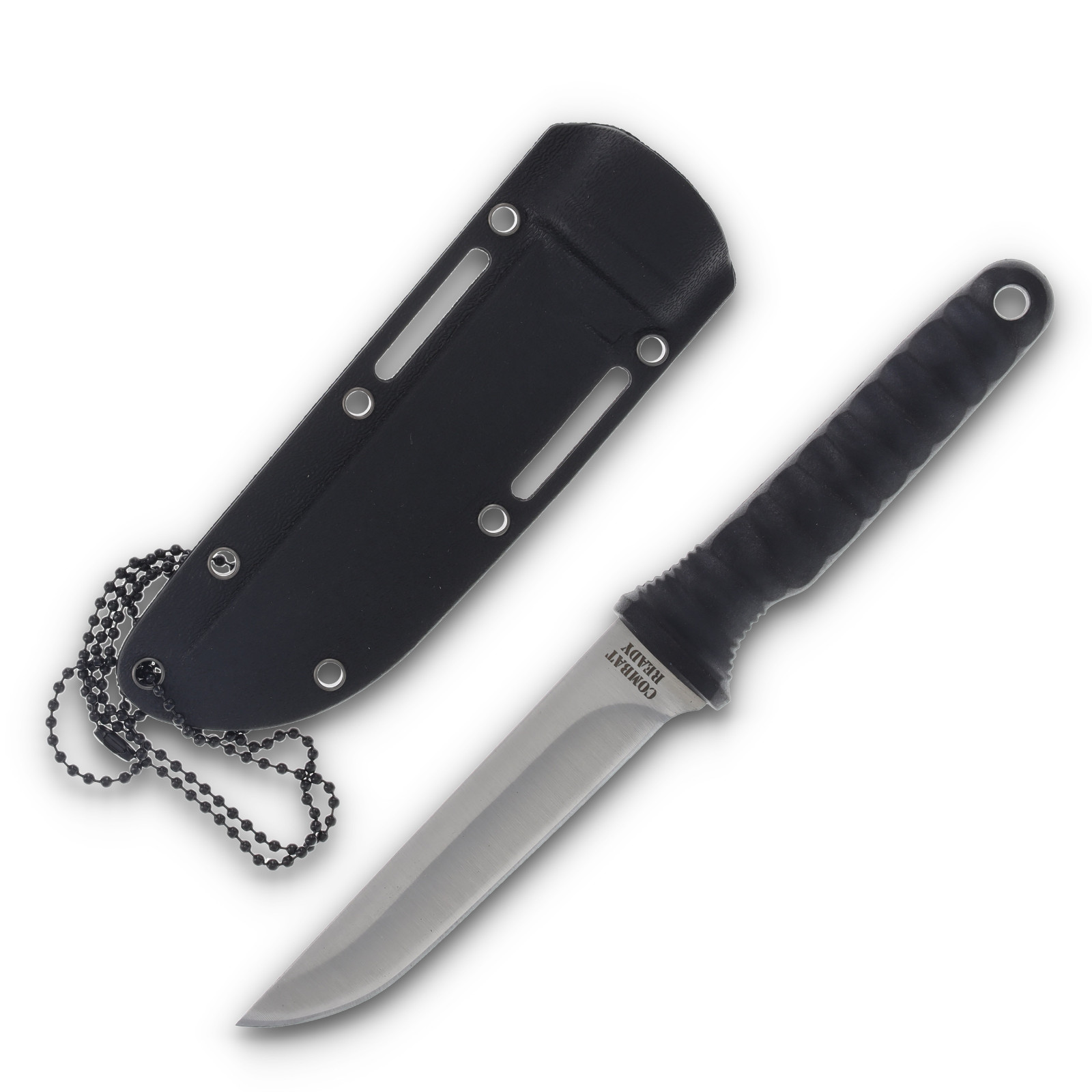 Combat Ready Fixed Blade Knife w Nylon Hard Sheath, Stainless (CBR384) Free S&H.
