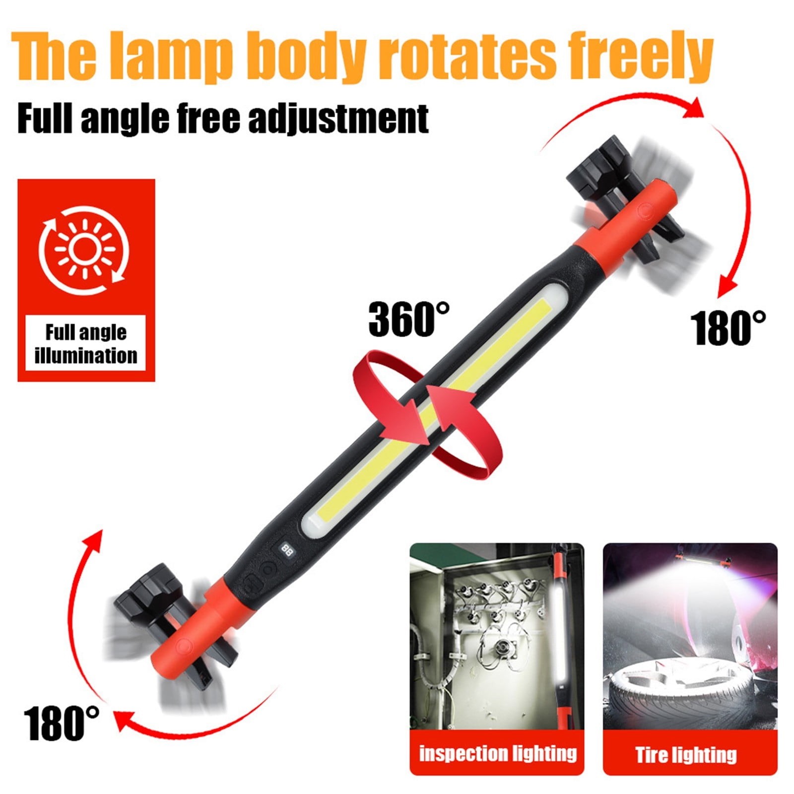 Under Hood Work Light Bar LED Magnetic Light with Hooks Cordless Rechargeable
