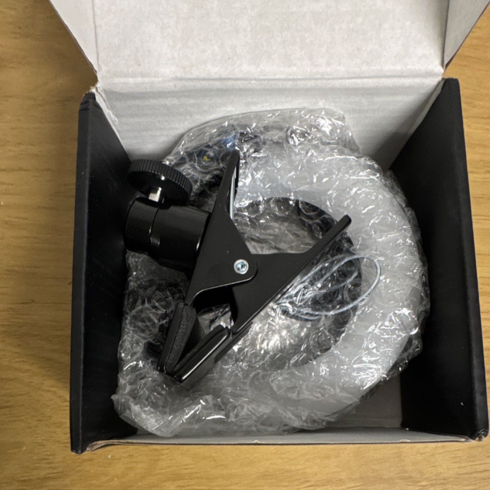 LED Ring Light with Clip Mount, Portable, Black, White Warm Light