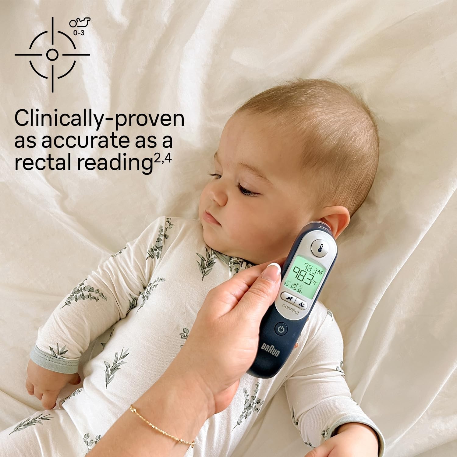 Digital Ear Thermometer with App Connect and Color-Coded Display
