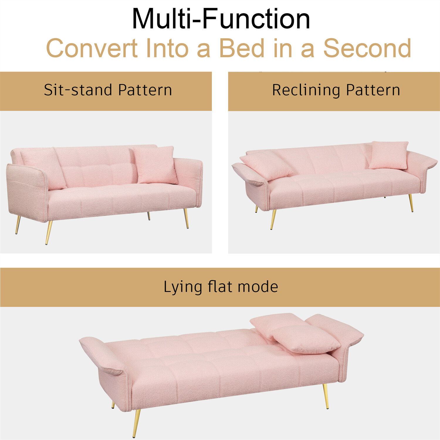 Convertible Sleeper Sofa Bed Futon Sofa Couch Folding Recliner Sofa US
