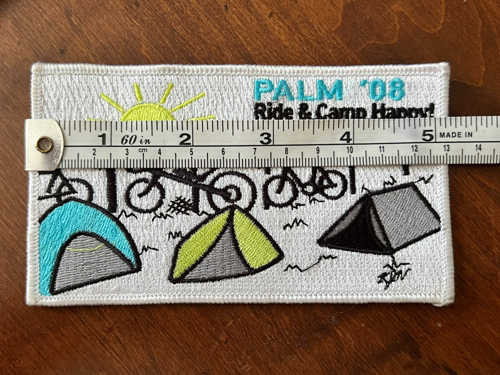 PALM '08 Patch - Ride & Camp Happy! Cycling Biking Camping