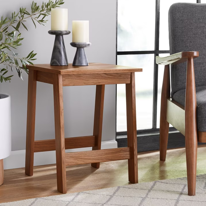 Mainstays Small Square Wood Side Table, Walnut Finish