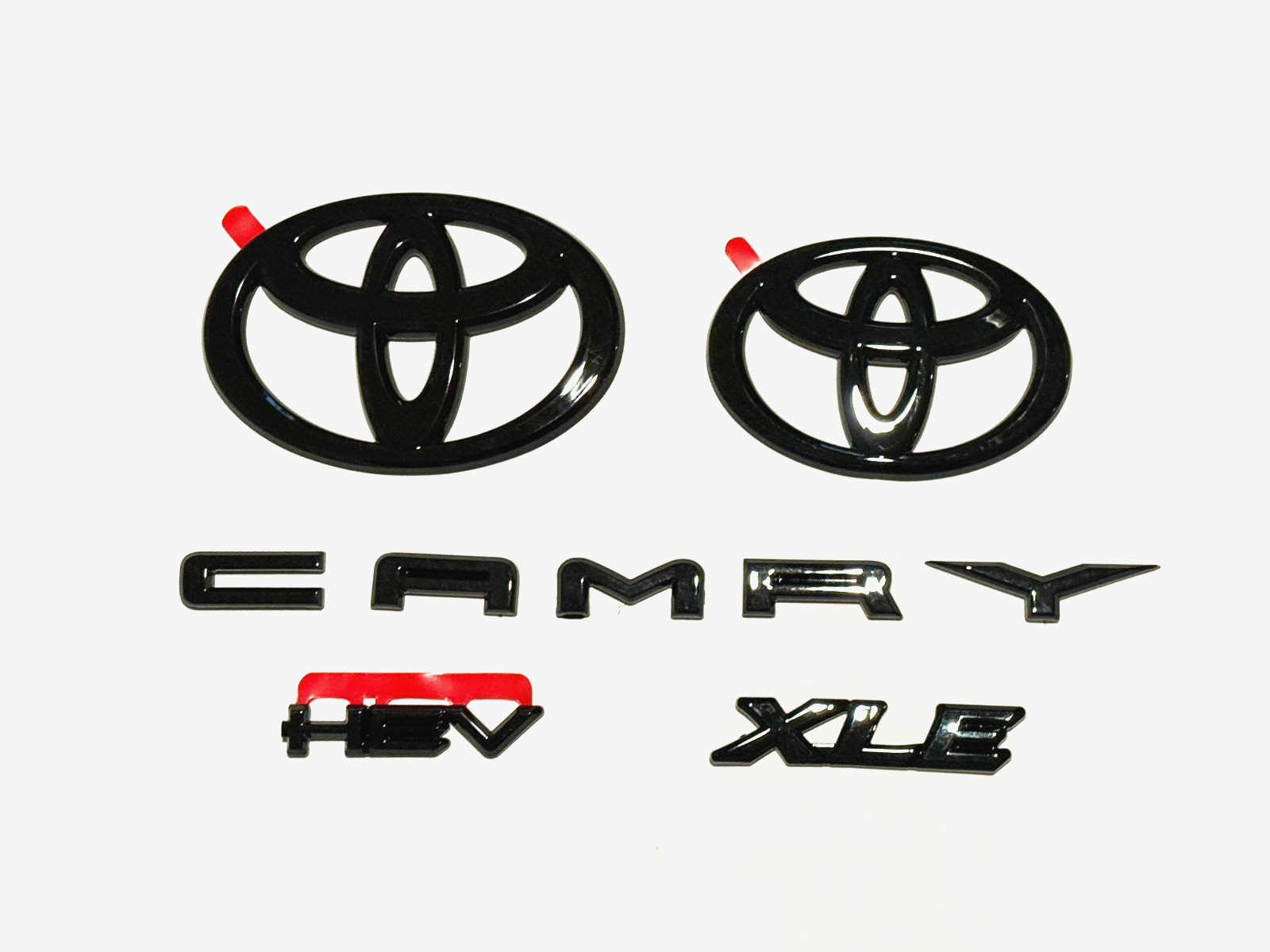 NEW TOYOTA 2025+ CAMRY HYBRID XLE HEV GLOSS BLACKOUT EMBLEM OVERLAYS KIT FIT OEM