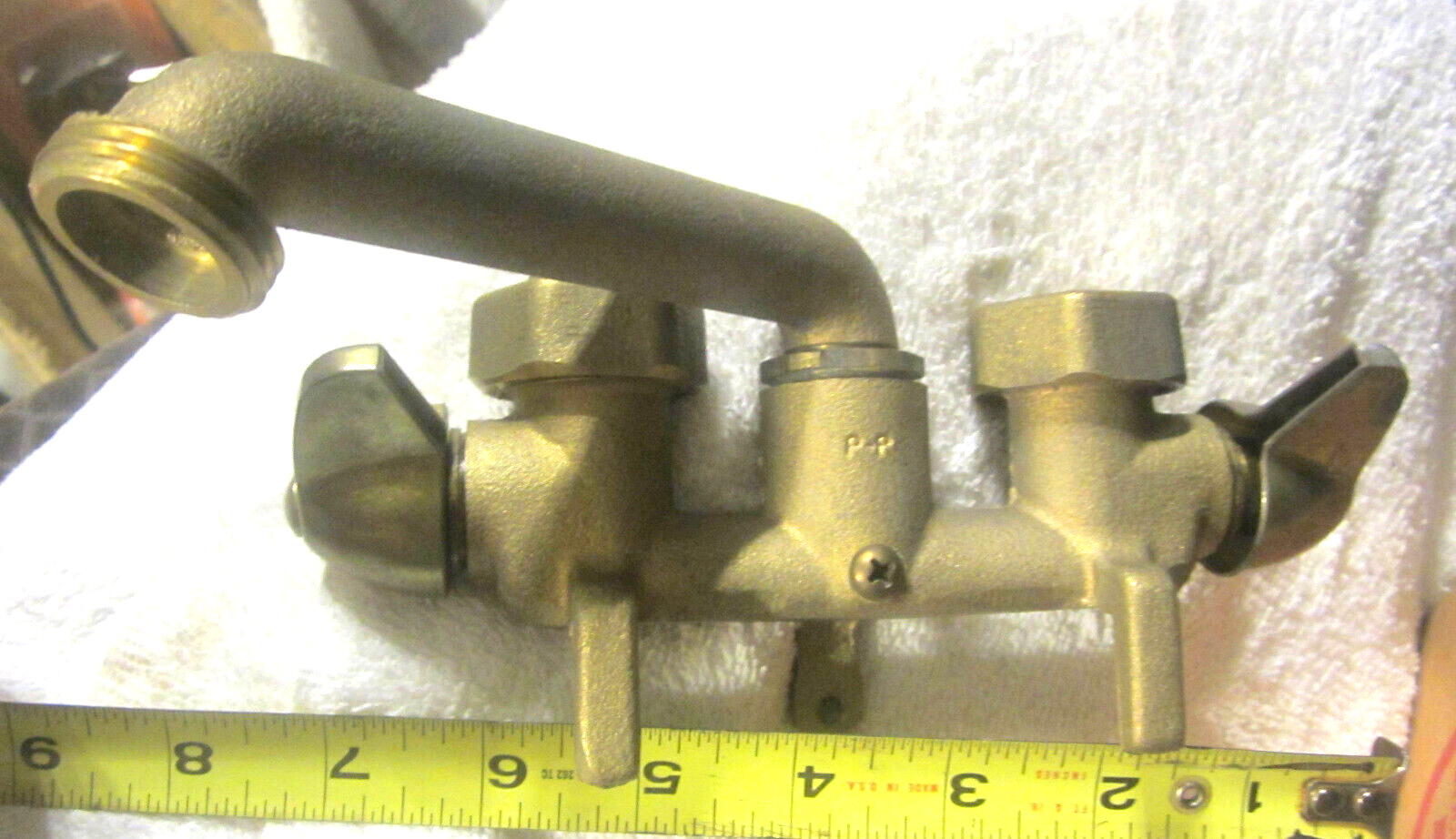 2-Handle 69-420, Laundry Tray water Faucet Solid yellow Brass Price Pfister vtg