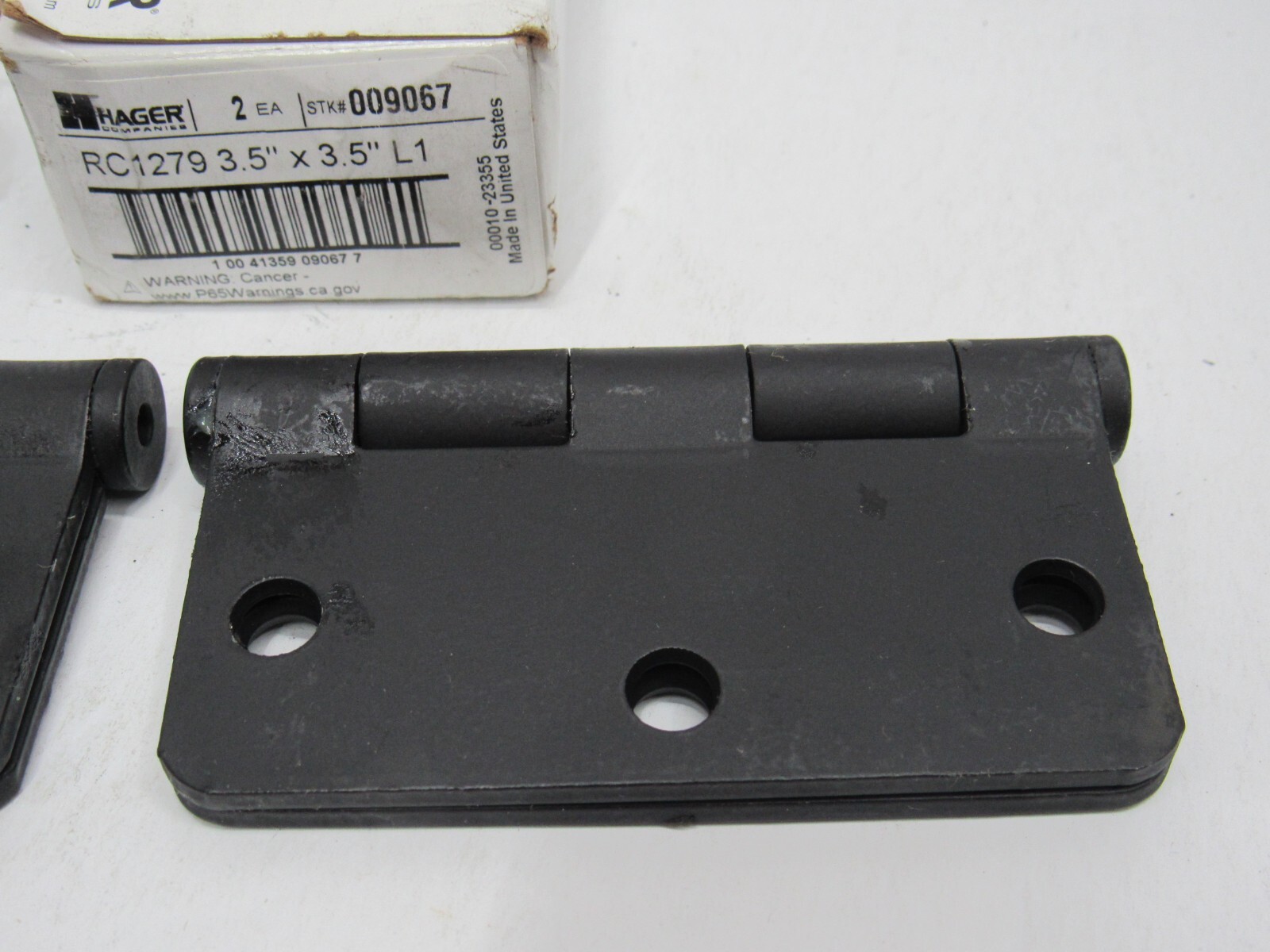 Hager RC1279 3.5" x 3.5" L1 Hinges Box of 2 Black