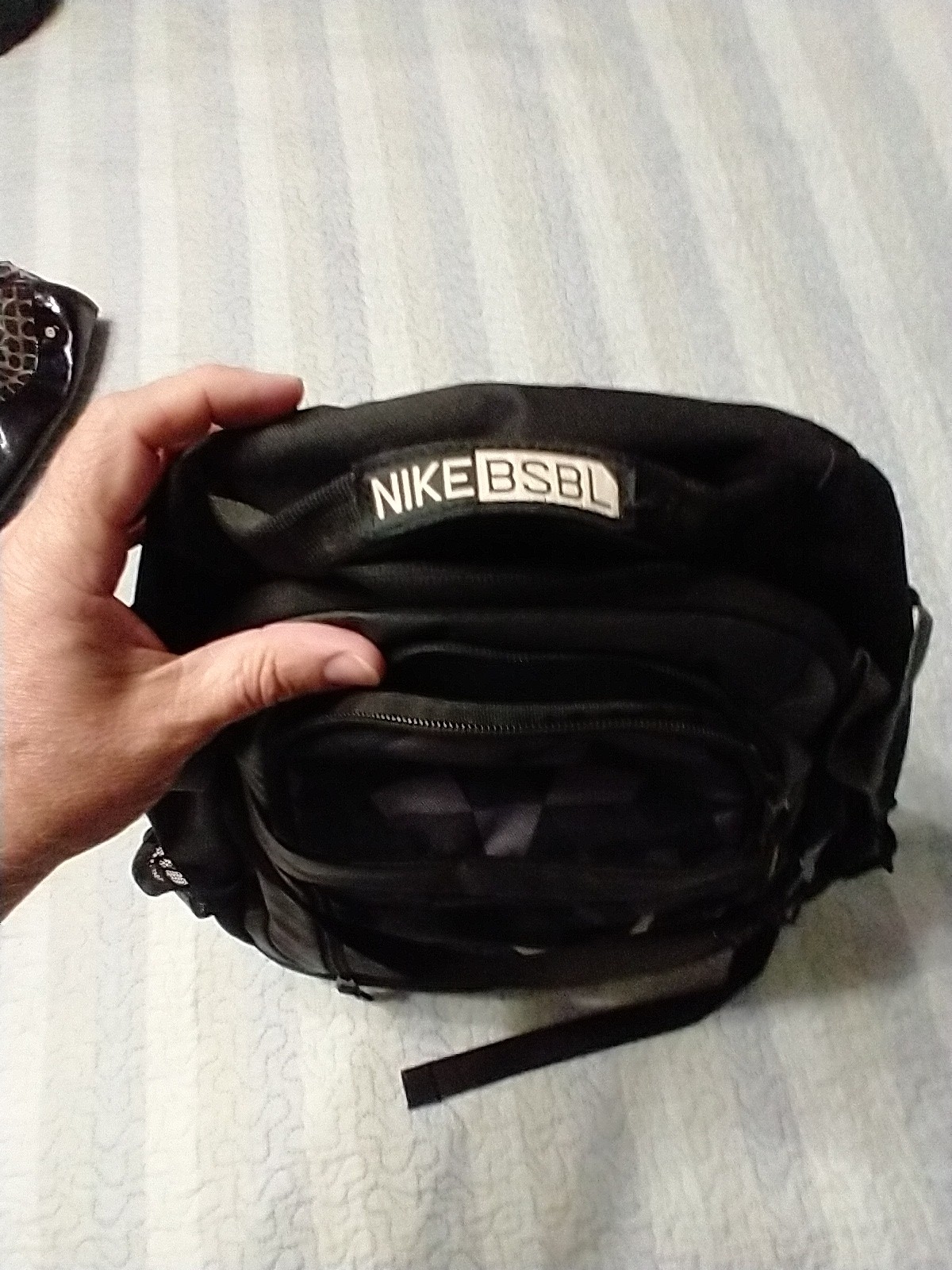 Nike Bsbl Black/Grey Camo Backpack with Multiple Compartments Used