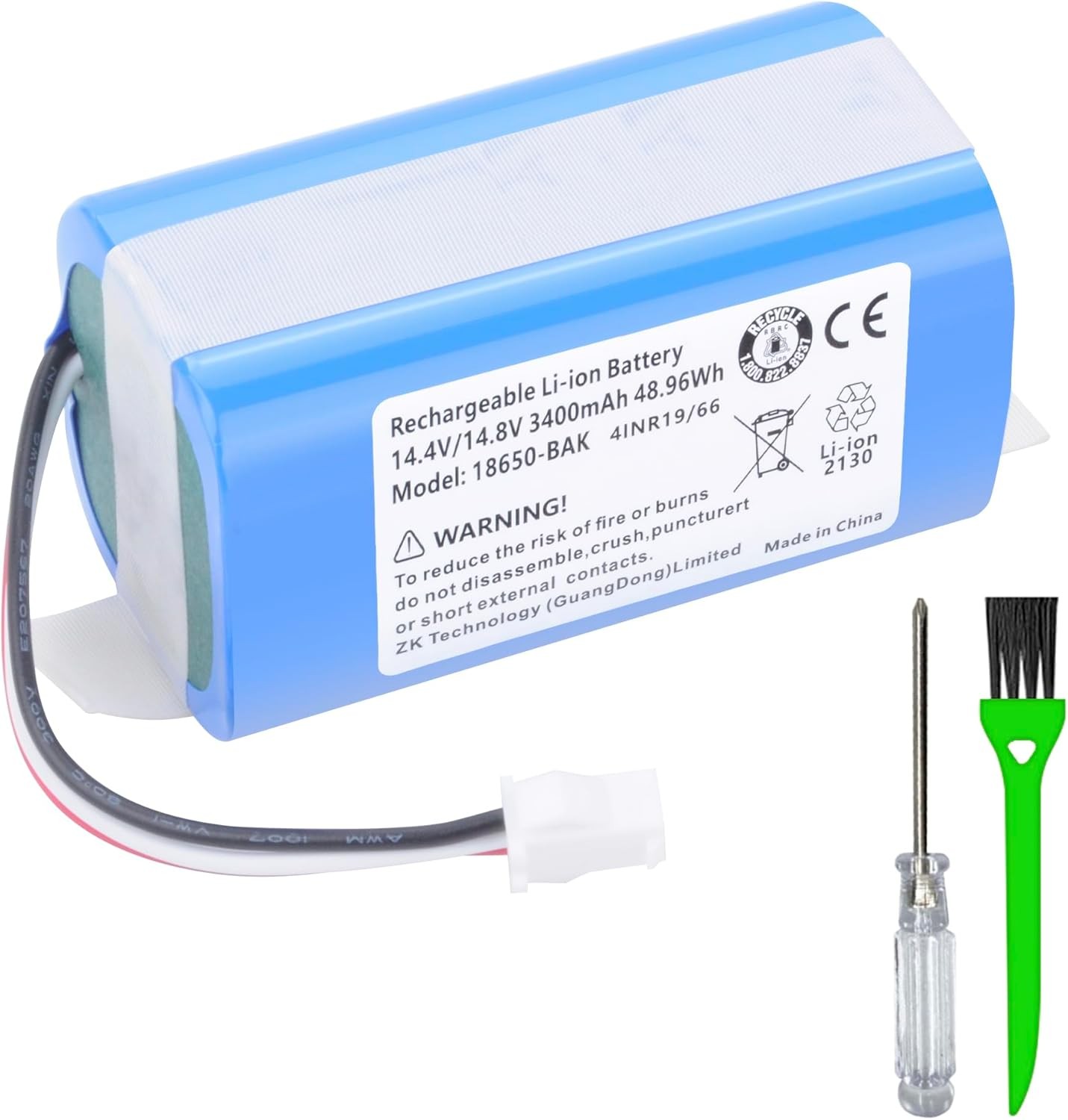 3400mAh Vacuum Compatible Battery for AIRROBO P20 Robot Vacuum Cleaner 3 Prong