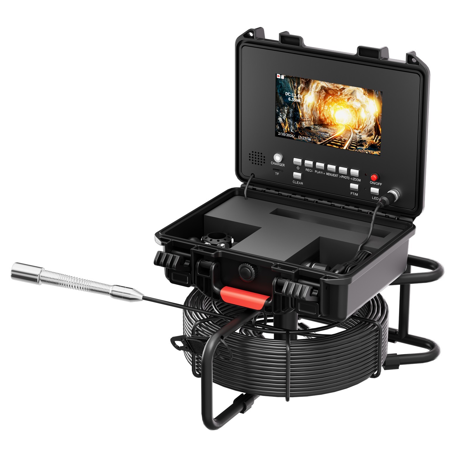 30m Pipe Sewer Inspection Camera w/ Meter Counter Drain Sewer Endoscope 7" DVR