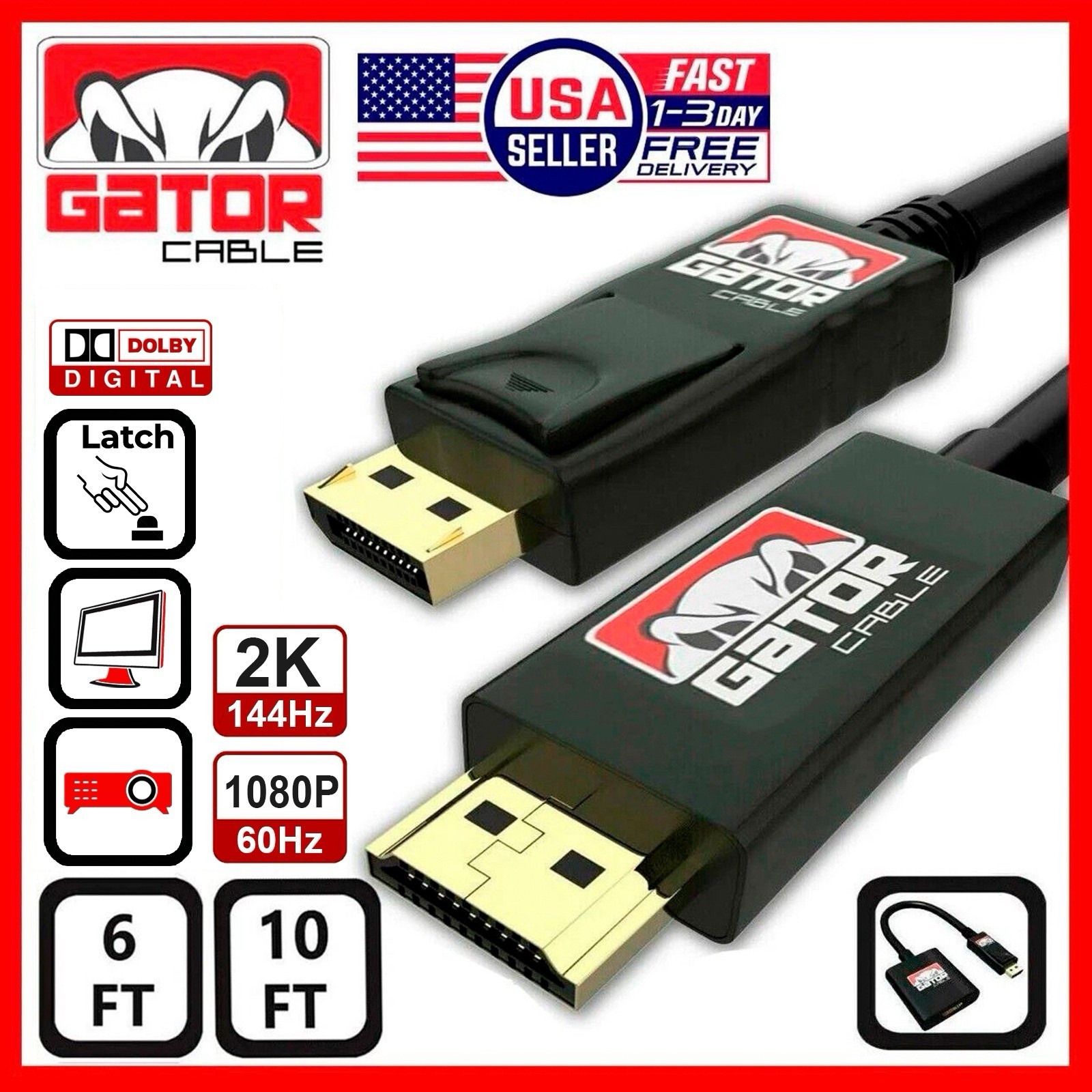 DisplayPort to HDMI Cable Adapter Converter Audio Video PC HDTV Monitor 1080P