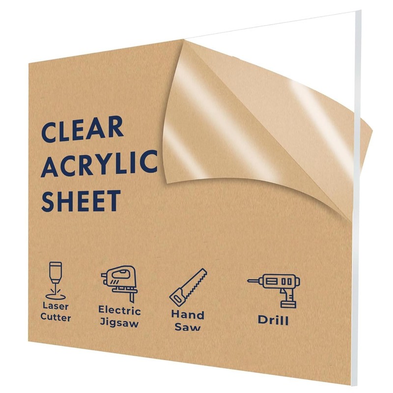 Clear Acrylic Sheet 24 in x 48 in - Crystal Clear, Strong, Shatter-Proof, Light
