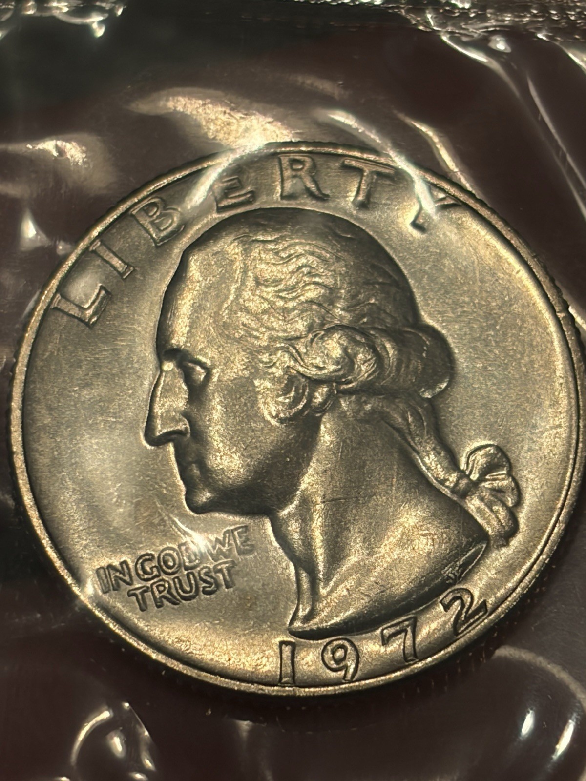 1972 Washington Quarter 25C UNC Gem Cellophane