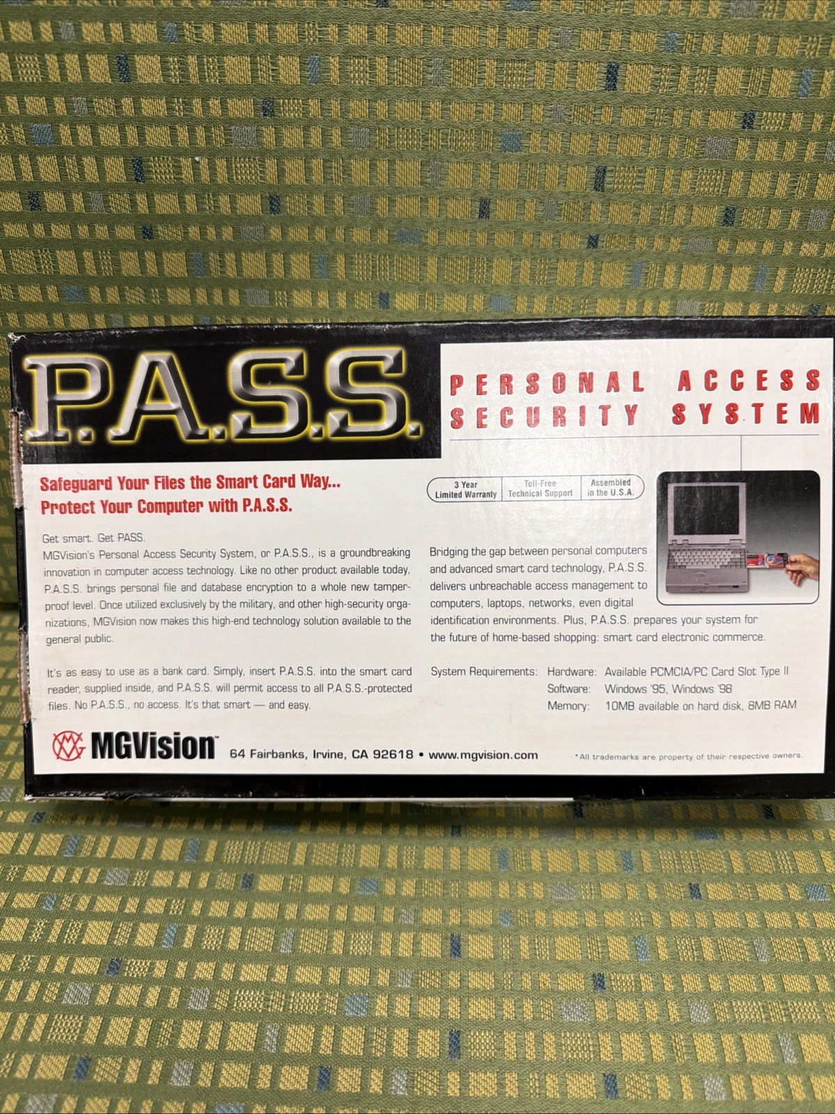 P.A.S.S. MGVision Personal Access Security System, Notebook Version, PASSDT1