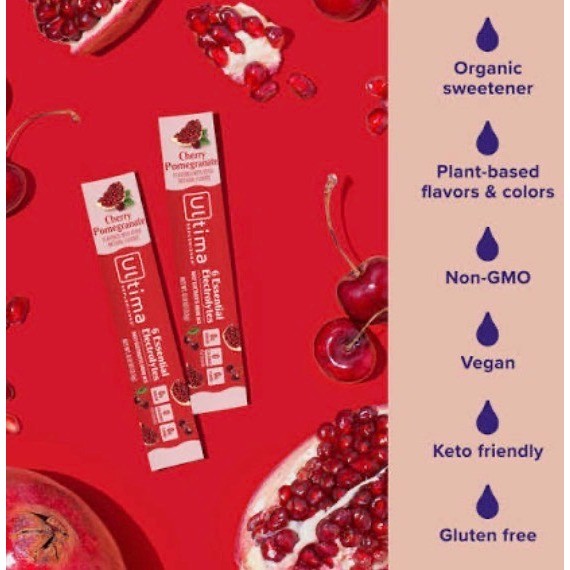 Ultima Electrolytes Powder Packets- 12ct Cherry Pomegranate- Hydration Sticks